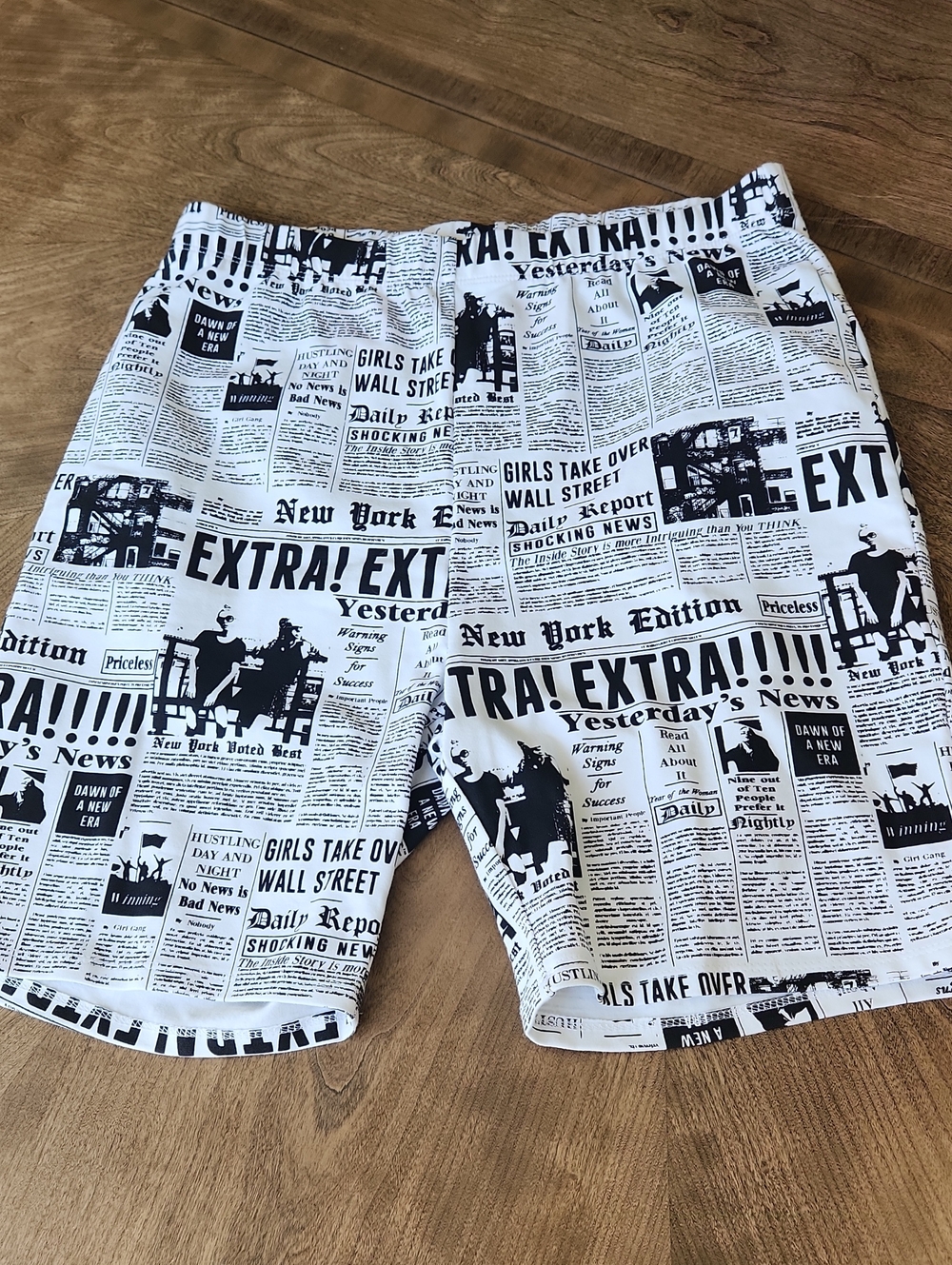 Forever 21 Black & White Newspaper Print Bike Shorts